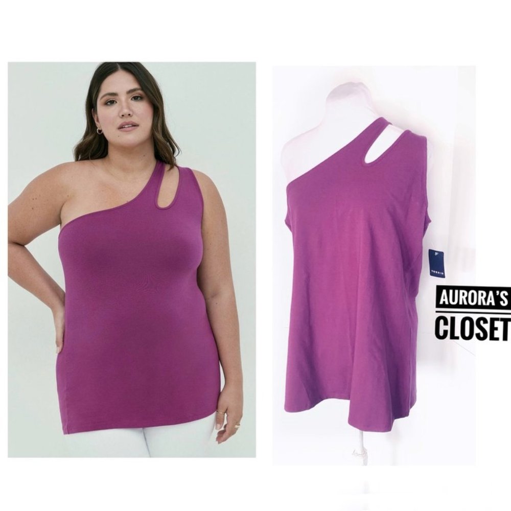 Torrid 3X Purple Foxy Cut Out Tank One Shoulder NWT